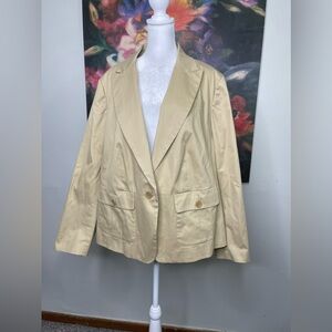 Talbots Plus Women’s Cotton Khakis Single Button Career Blazer Sz 2X Business